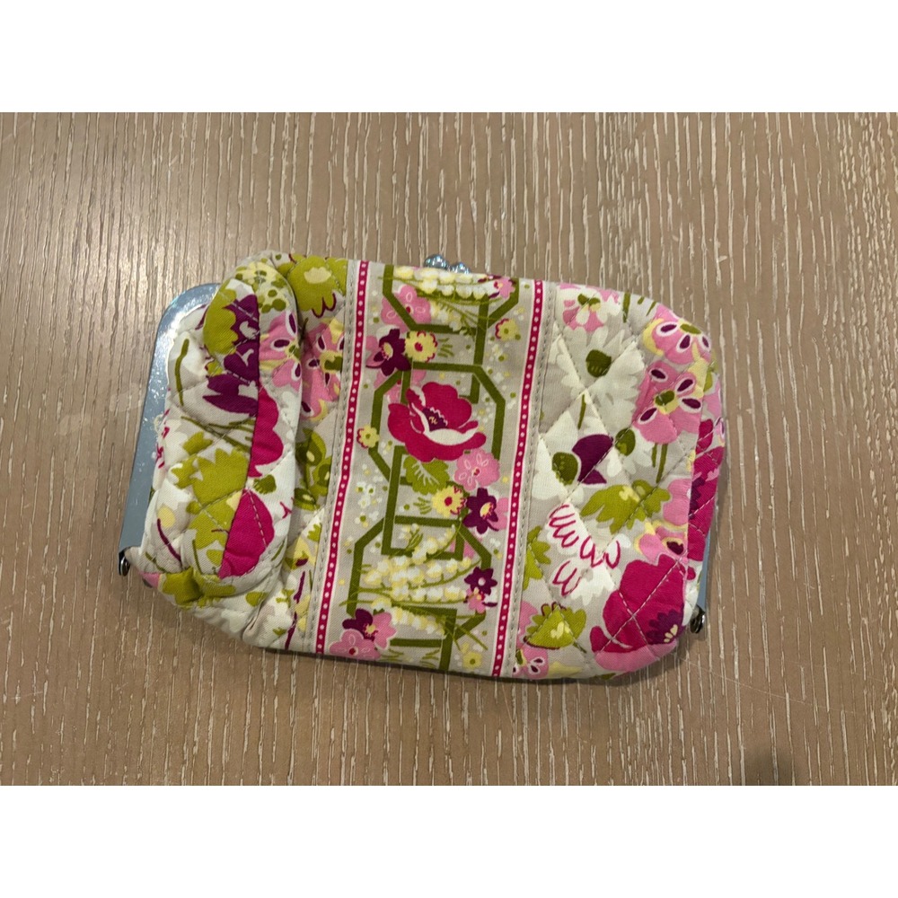 Vera Bradley Make Me Blush Quilted Kisslock Coin Purse Floral Wallet